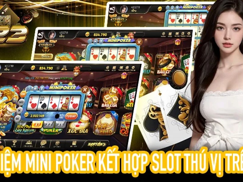 Bàn poker với người chơi và các quân bài, chip, cùng logo kubet 88